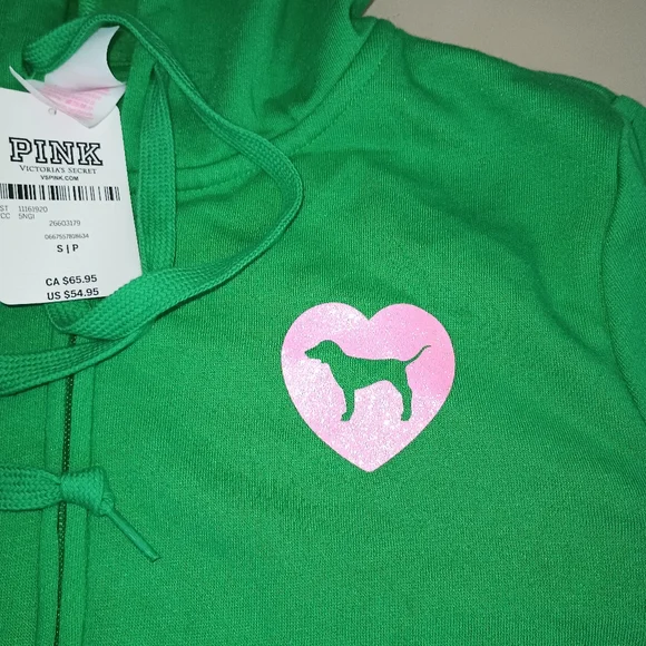 Victoria's Secret PINK ORIGINALS Fleece Zip-Up Hoodie Sweat Jacket sz S/P NEW - Picture 2 of 4